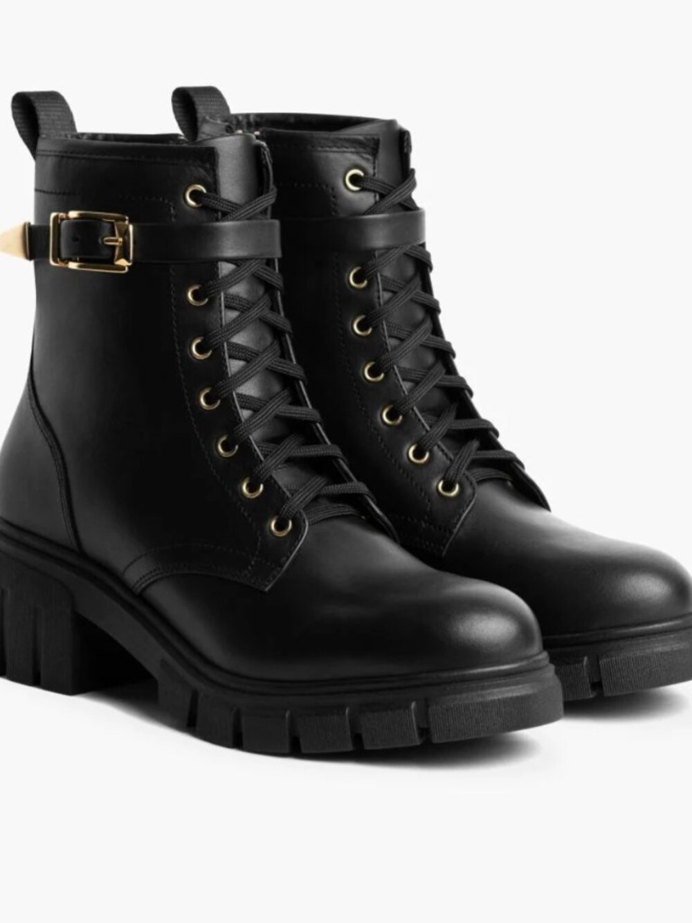 Perfect THUSRDAY Boot Company Black Gold CODA Leather Lace-Up Combat Boots 9.5